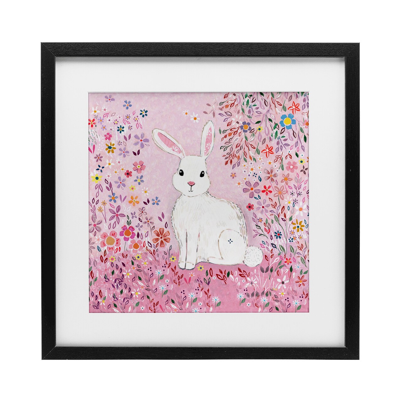 Stupell Industries Playful Flopsy Floral Rabbit Framed Print Under Glass, design by Clare Tupper